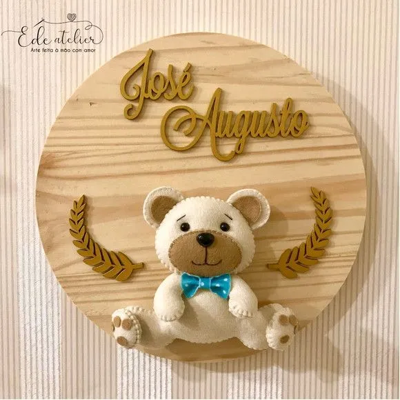 Porta Maternidade Ursinho em Feltro e MDF