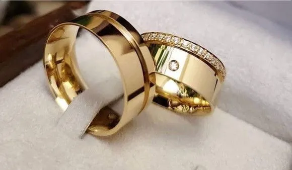 Par Alianças de Noivado Moeda Antiga 8mm + Anel Solitário - artesanato feito à mão por TM JOIAS