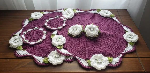 Kit Sousplat Ternura Orquídea Flores Brancas 06 Peças - foto 4