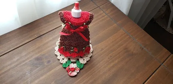 Capa para Adoçante Vestidinho Vermelho com Capuccino Marrom - foto 3