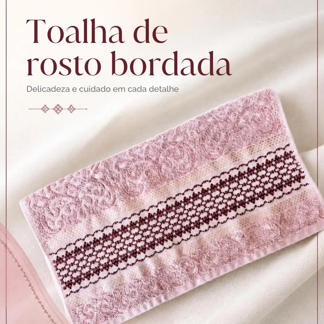 Toalha de rosto bordada 2 - artesanato de Djulik