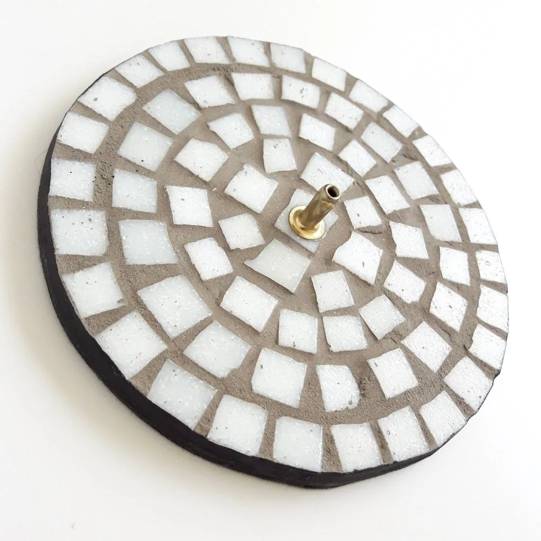 Porta Incenso Mosaico Branco - artesanato de Estudio Bananeira