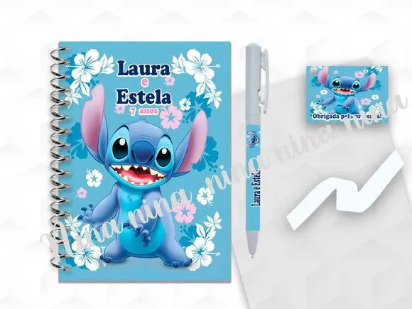 Bloquinho Grande com Caneta Stitch Personalizada - artesanato feito à mão por creativitybynina