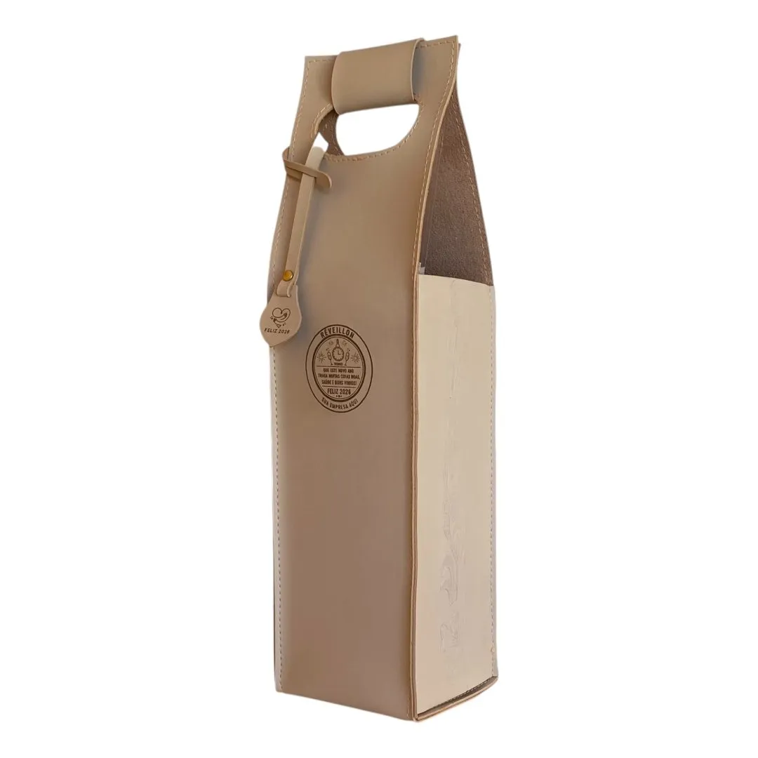 Porta Vinho Artesanal Personalizado a laser • Couro Sintético Premium – Ateliê Báquico - foto 3