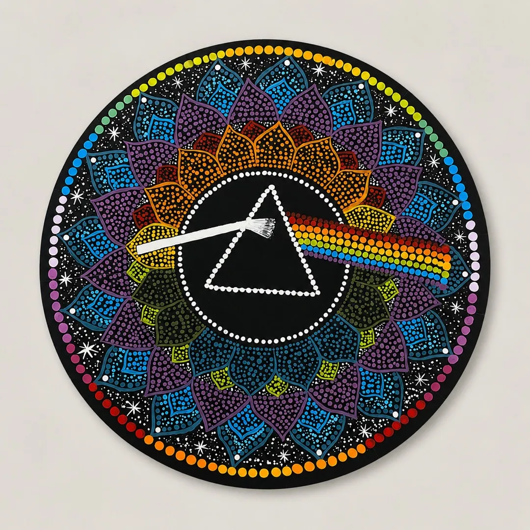 Mandala Decorativa em MDF – Prisma - Pink Floyd - artesanato feito à mão por MANDALUME