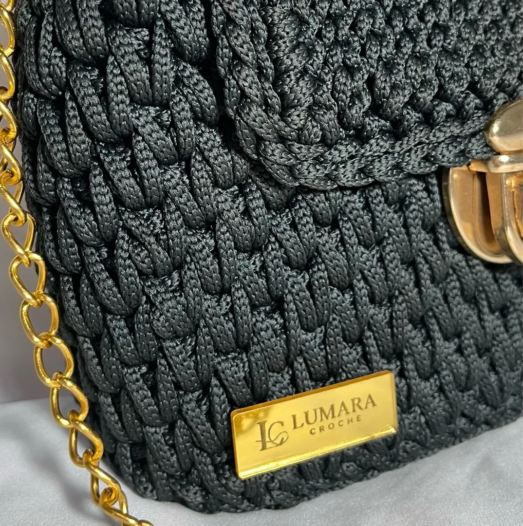 Bolsa de Crochê Preta Feminina Artesanal – Lumara - foto 2
