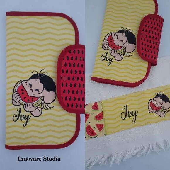 Necessaire para kit higiene com toalha - artesanato feito à mão por Innovare Studio