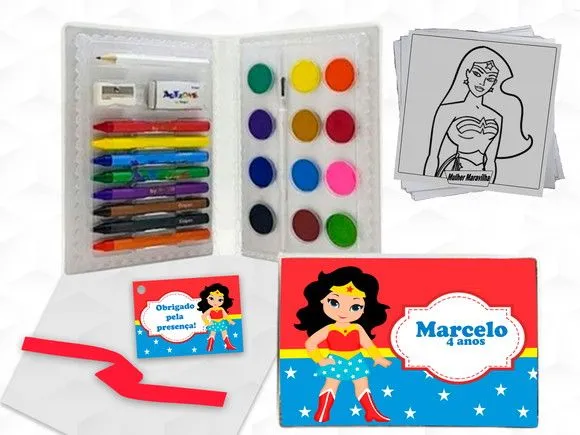 Estojo de Pintura Mulher Maravilha Personalizado - artesanato feito à mão por creativitybynina