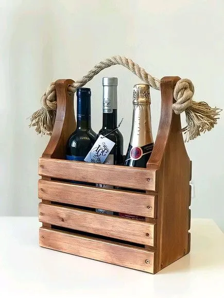 Caixa de Madeira pinus para Vinhos Presente - artesanato feito à mão por DASERRA ARTE EM MADEIRA