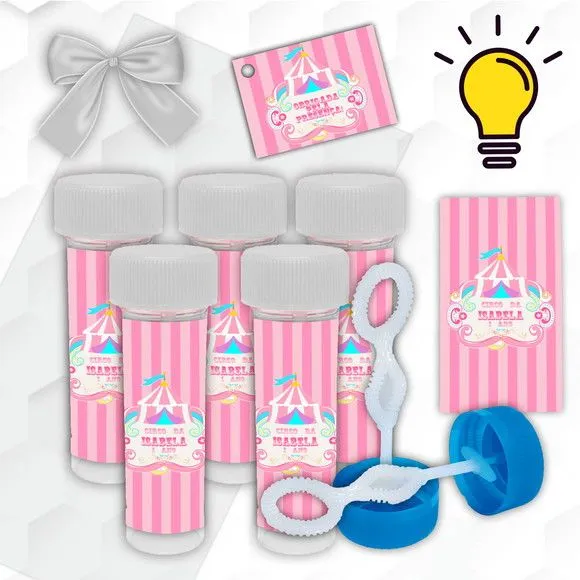 Bolinha de Sabão Circo Personalizada - artesanato feito à mão por Mi Papelaria Criativa