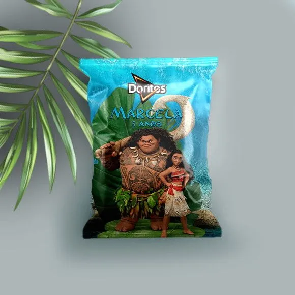 Salgadinho - Moana Personalizado - feito à mão por Mi Papelaria Criativa
