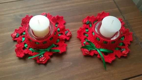Conjunto de Porta Velas Natalina - Vermelha - foto 2