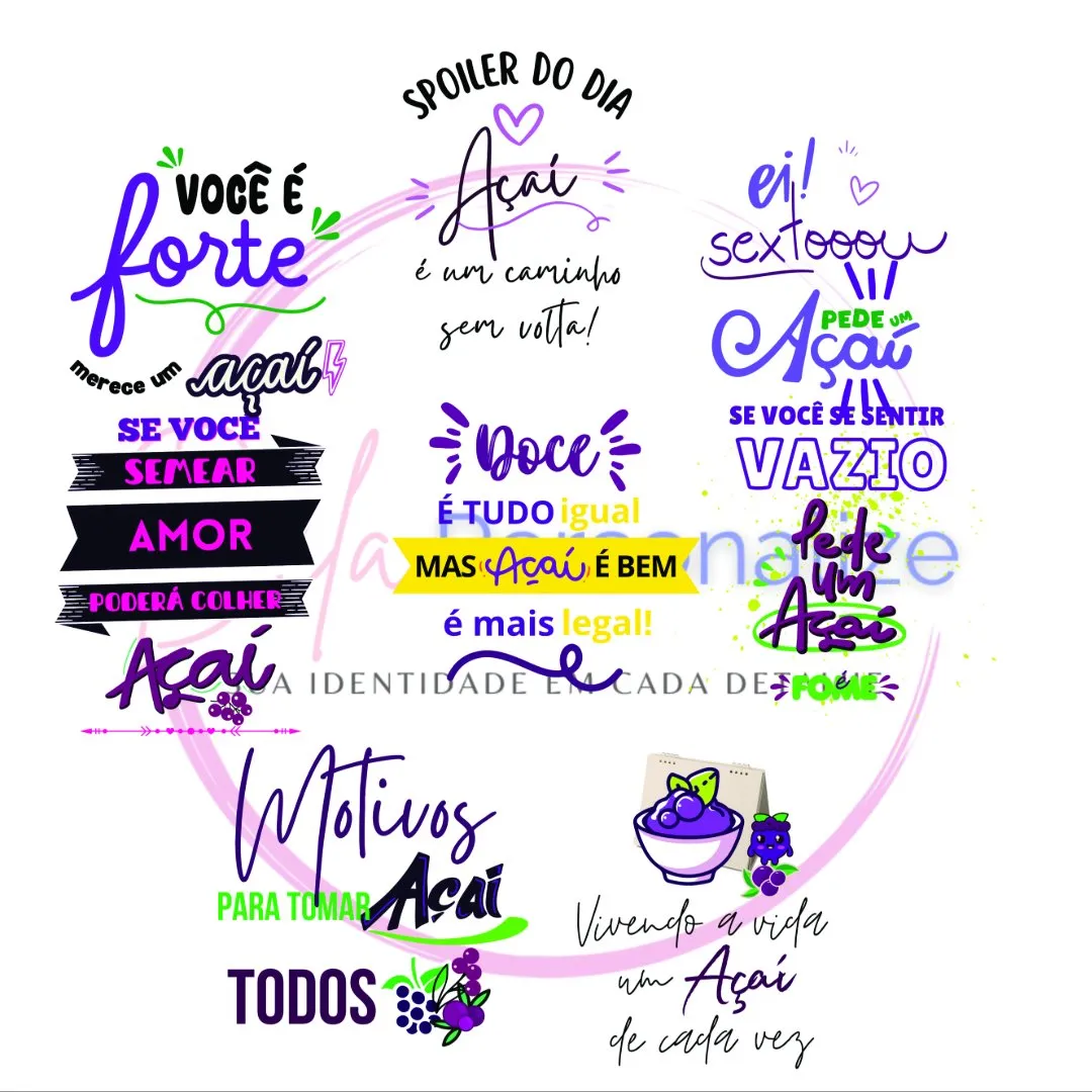 Frases Açai PNG Arte Digital - artesanato feito à mão por Bela Personalize JRS