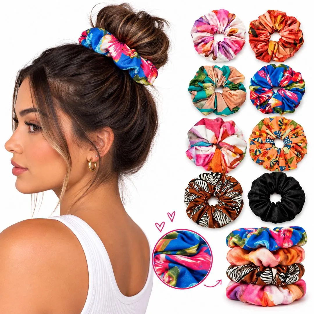 Kit com 10 Scrunchies Artesanais – Estampas Sortidas - foto 7
