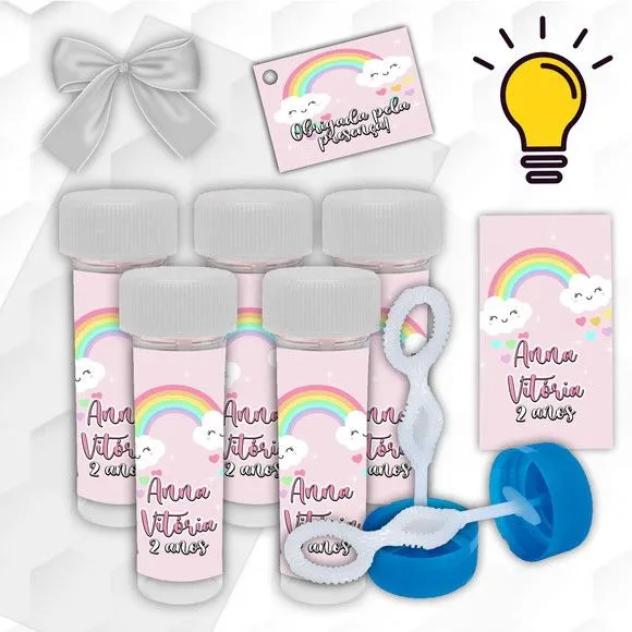 Bolinha de Sabão Arco Ìris Personalizada - artesanato de Mi Papelaria Criativa