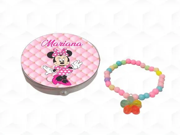 Latinha com Pulseira Minie Rosa Personalizada - artesanato feito à mão por creativitybynina