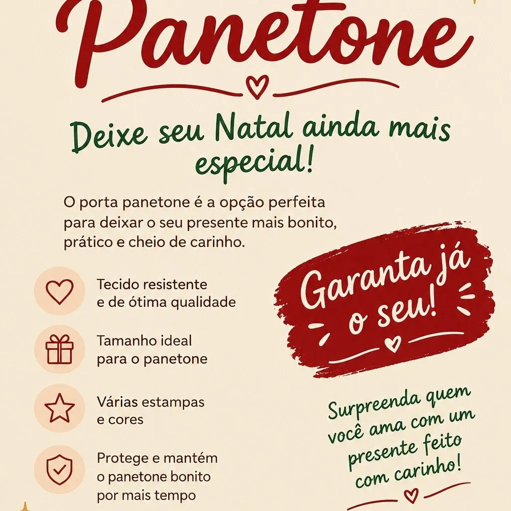 Porta panetone tecido de algodão vom estampas natalinas - foto 3