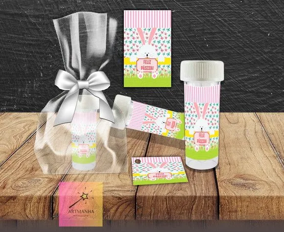 Bolha de Sabão Pascoa Personalizada - artesanato feito à mão por Artmanha Lembrancinhas