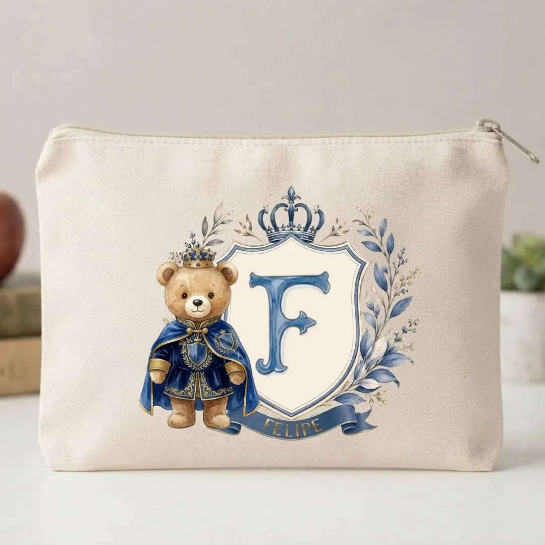 Nécessaire Personalizada Com Inicial Príncipe Ursinho Lembrancinha Chá de Bebê maternidade aniversario - foto 3