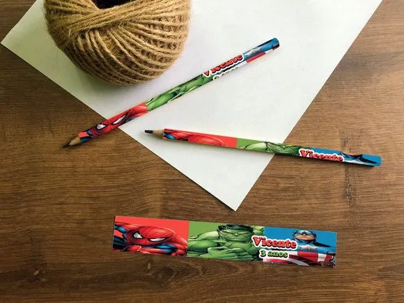 Lápis Vingadores Personalizado - feito à mão por Mi Papelaria Criativa
