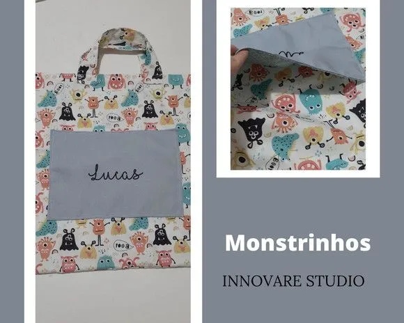 SACOLA PORTA TRAVESSEIRO DE TECIDO - artesanato feito à mão por Innovare Studio