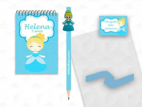 Bloquinho com Aplique Cinderela Cute Personalizado - artesanato feito à mão por creativitybynina