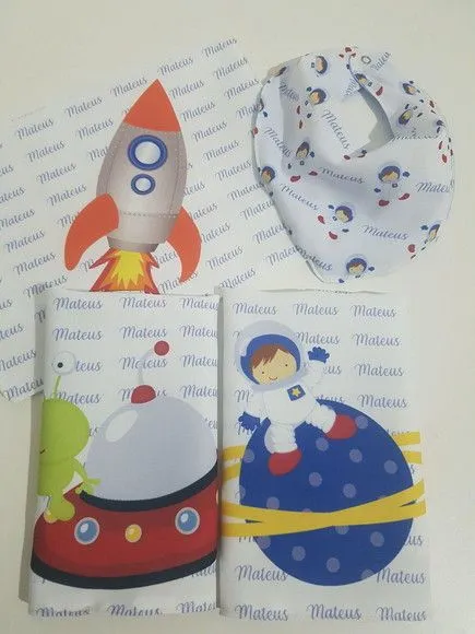 Kit babador e paninhos para bebê - artesanato feito à mão por Innovare Studio