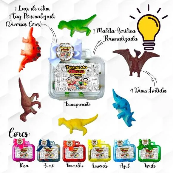 Mini Maleta com Massinhas Turma da Mônica Personalizada - feito à mão por Mi Papelaria Criativa