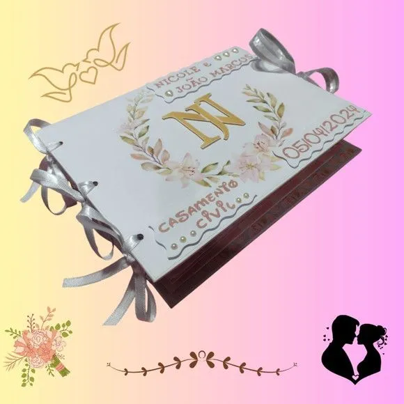 Álbum de Fotos Personalizado Casamento Cívil - artesanato de Ateliê de Criação Usina Caseira