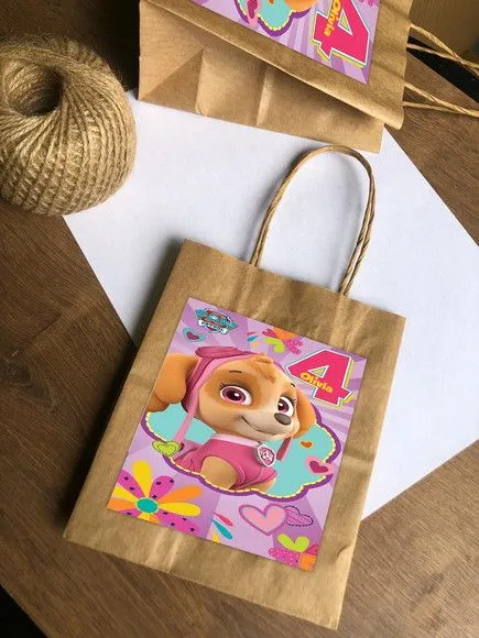 Sacolinha Kraft Skye Personalizada - feito à mão por Mi Papelaria Criativa
