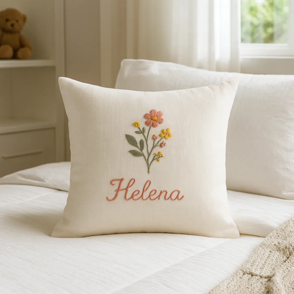 Almofada Bordada com Nome, Jardim de Primavera 45x45 cm - foto 2