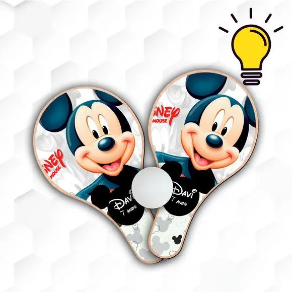 Raquete Ping Pong Mickey Personalizada - feito à mão por Mi Papelaria Criativa