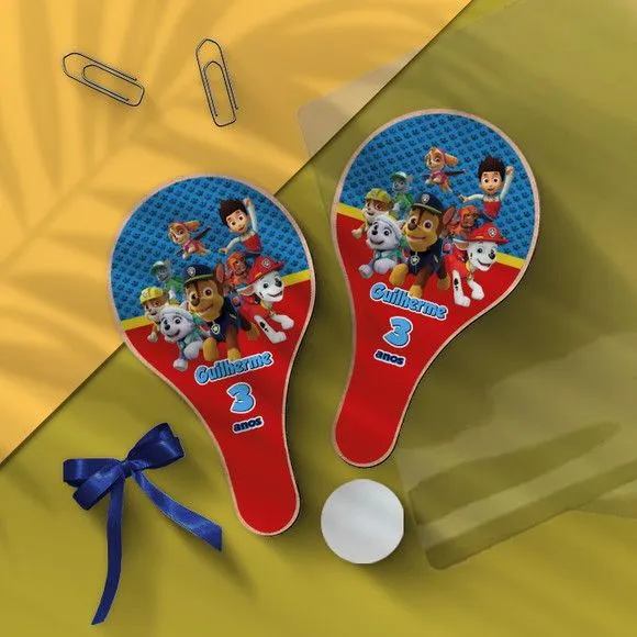 Raquete Ping Pong - Patrulha Canina - feito à mão por Mi Papelaria Criativa