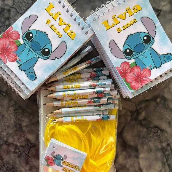 Bloquinho Stitch Personalizado - feito à mão por Artmanha Lembrancinhas