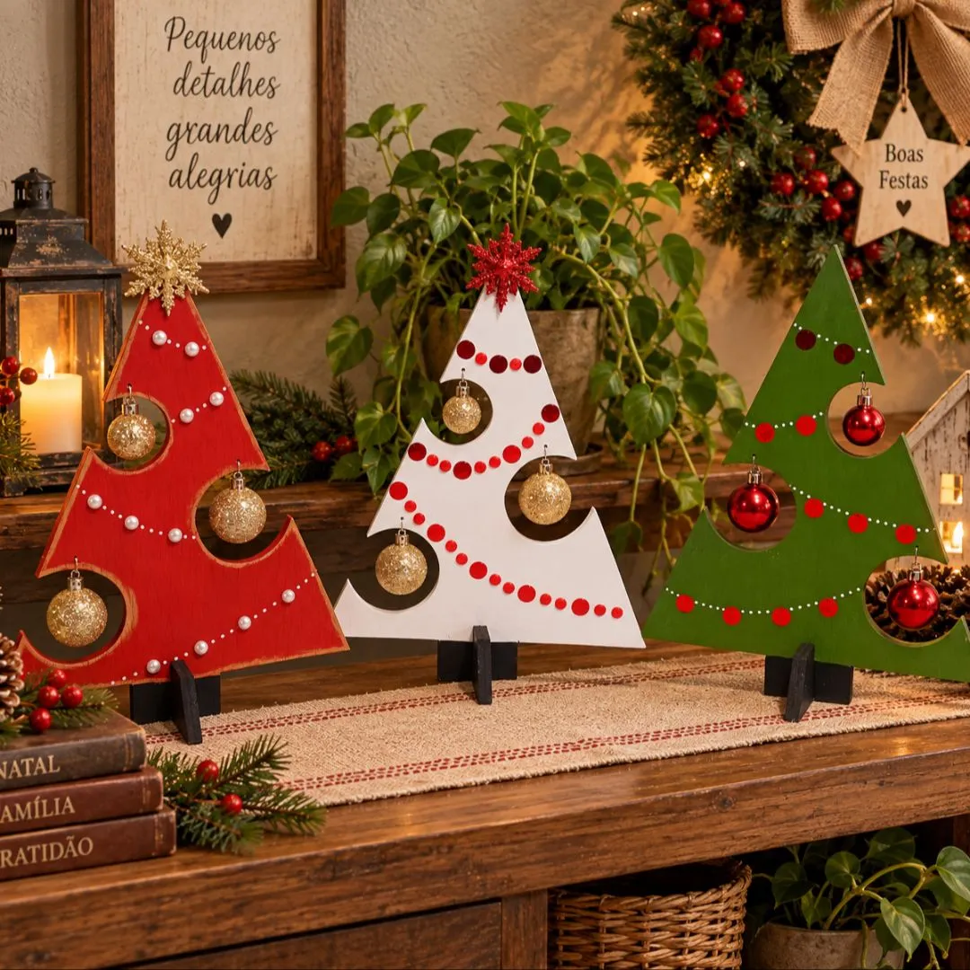 Árvore Encantos de Natal - artesanato feito à mão por Crismosaico & madeiras