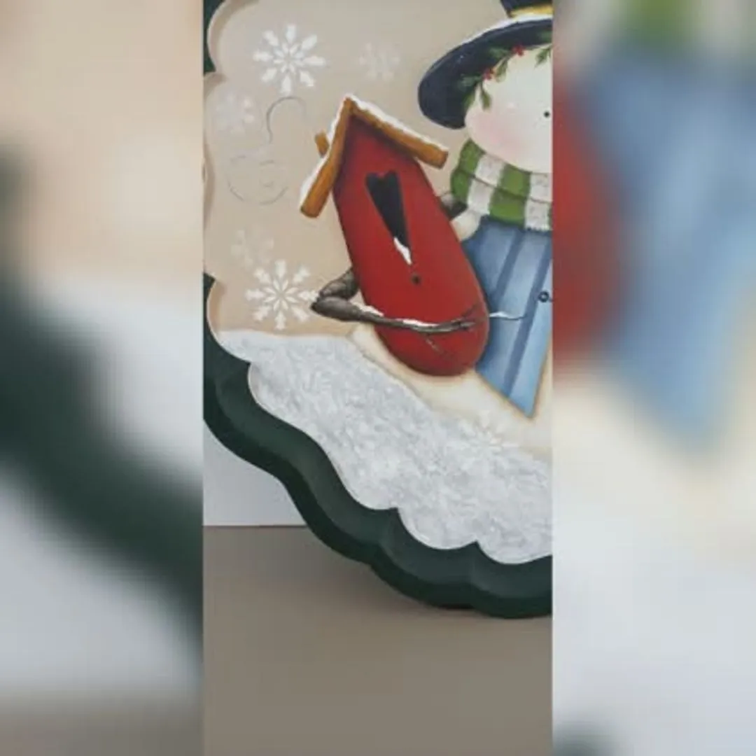 Placa Decorativa de Natal Redonda - Boneco de Neve - foto 3