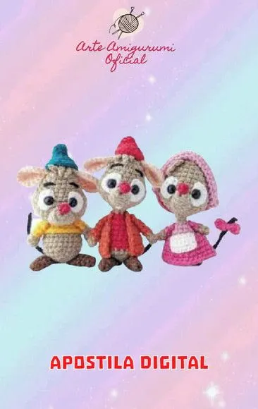 Receita Ratos Cinderela - Amigurumi - feito à mão por Arte Amigurumi Oficial