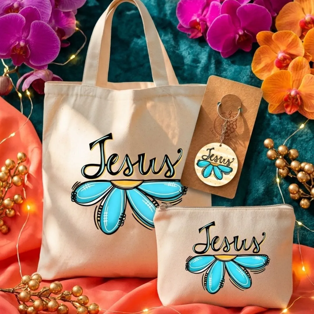 Kit Ecobag Necessaire E Chaveiro Presente Feminino Criativo Jesus