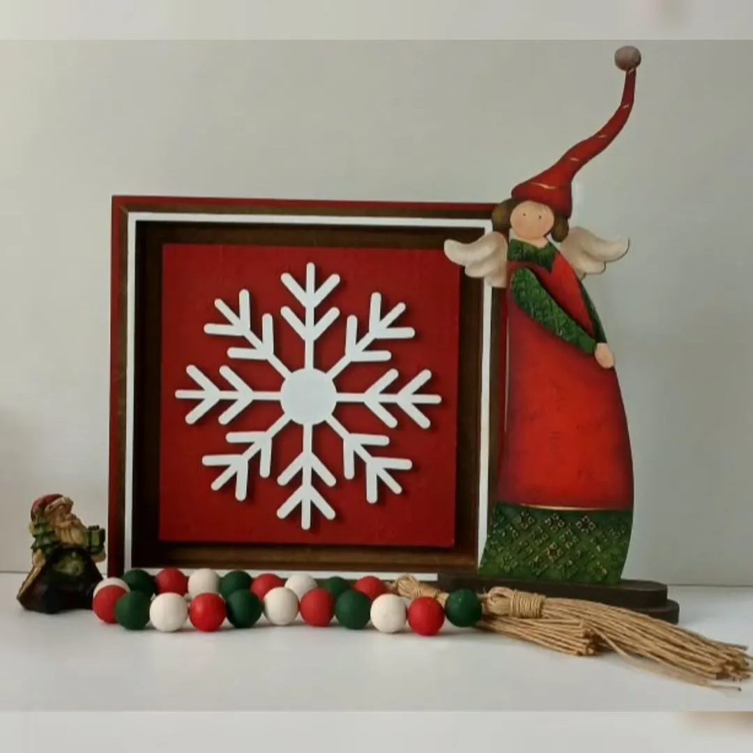 Quadro Vermelho Floco de Neve - Natal - foto 2