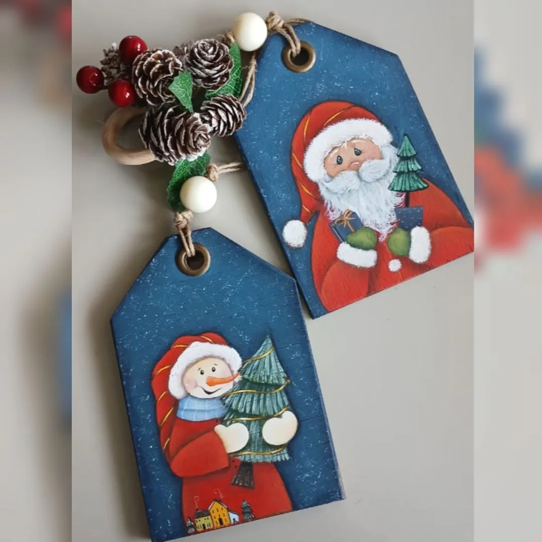 Pendente Tags Natalinas - Natal encantado - artesanato de Flor Seca Casa e Ambiente