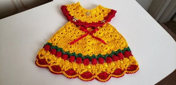 Puxador Forno Vestidinho Tulipas Amarelo / Vermelho - foto 3