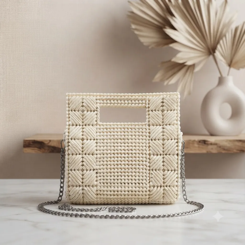Bolsa de mão e de ombro /fio de malha
