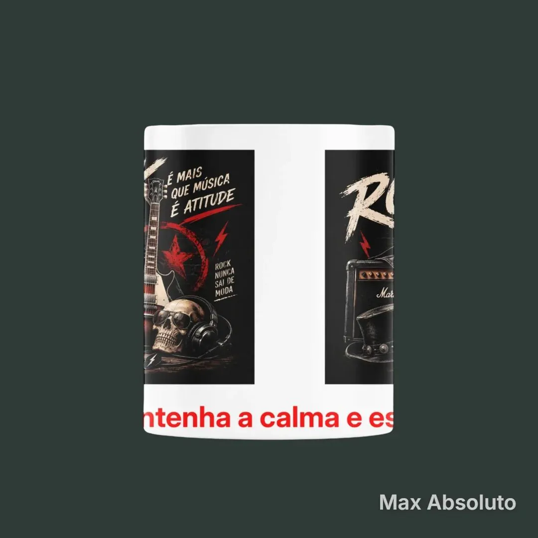 Caneca Porcelana Estampa Rock Guitarra Caveira 325ml - foto 4