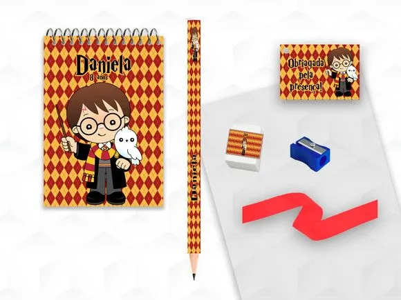 Bloquinho+ Borracha e Apontador Harry Potter Personalizada - artesanato feito à mão por creativitybynina