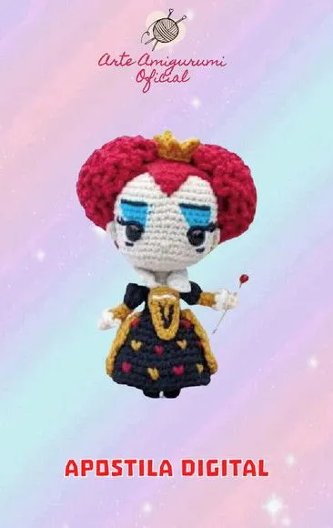 Receita Rainha Vermelha Alice Pais das Maravilhas - feito à mão por Arte Amigurumi Oficial
