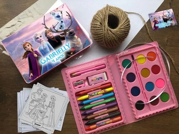 Estojo de Pintura Frozen Personalizado - artesanato feito à mão por Mi Papelaria Criativa
