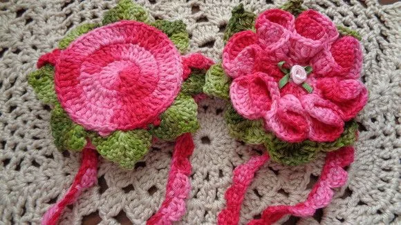 Par de Prendedores de Cortinas em Crochê Flor Pink Mesclado - foto 5