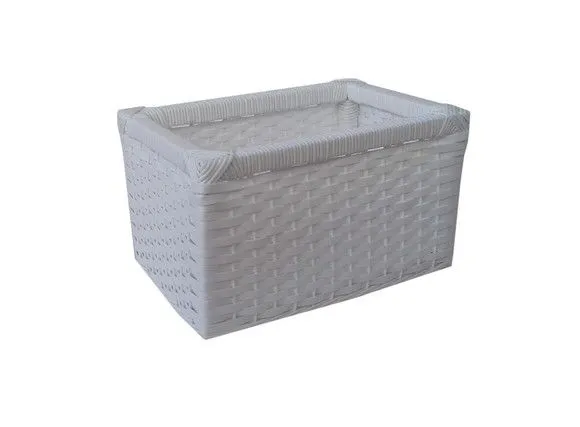 Kit C/ 2 Cestos Vime Sintético Branco 34x48x20 - artesanato de Mundo Urbano