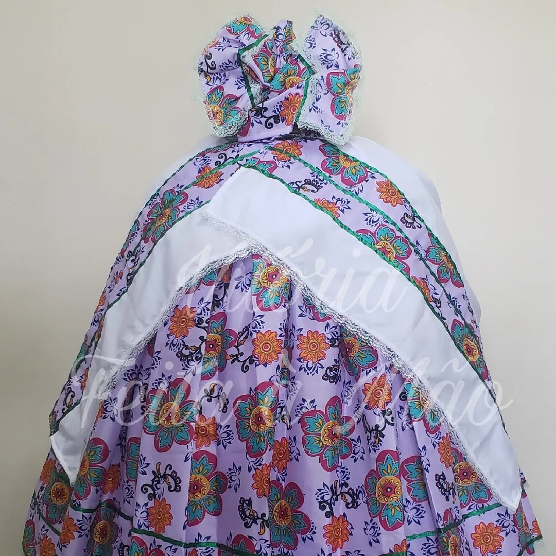 Saia Lilás Florida de Umbanda e Candomblé - artesanato feito à mão por Ateliê Vitória Feita à Mão - Moda Afro