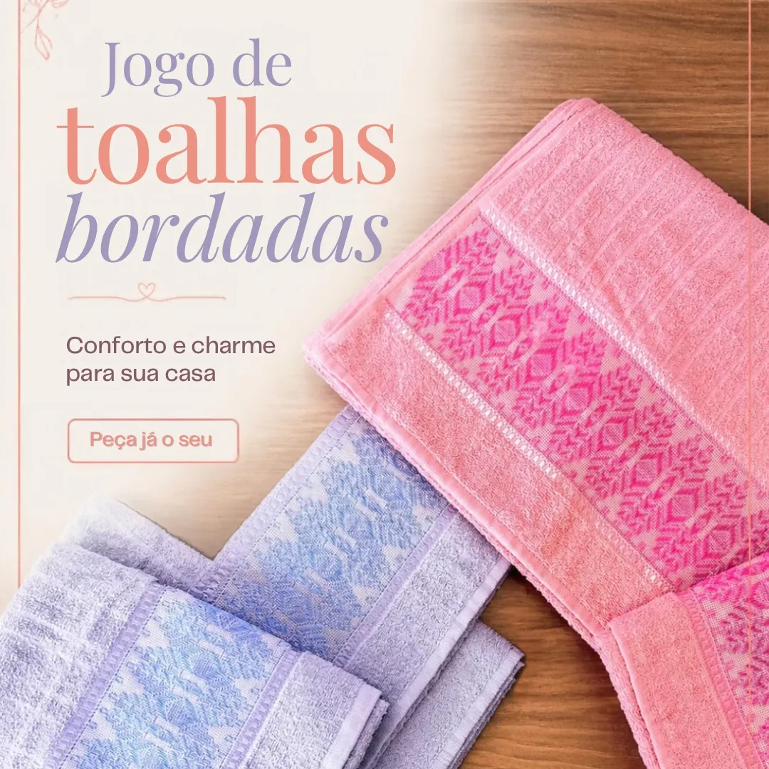 Jogo de toalhas bordadas - 4 peças - 1
